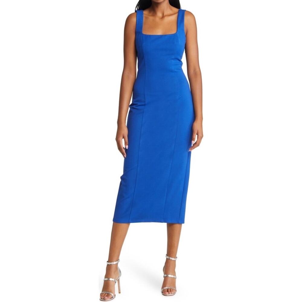 Elliatt cobalt blue Addilyn Square Neck Bodycon Midi Dress size XS